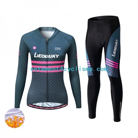 Femme Tenue Cycliste Manches Longues et Collant Long Hiver Thermal Fleece Leobaiky N004